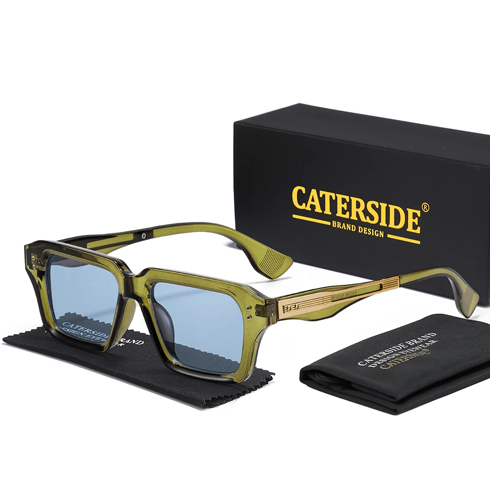 CATERSIDE Retro Quadratische Metall-Sonnenbrille für Männer, Modische Damen-Sonnenbrille, Outdoor-Reise-Fahrbrille, Dekorative Brille, UV400 – Detail 17