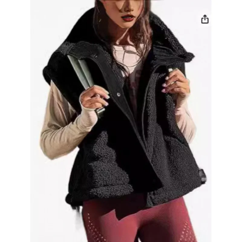 

Женский жилет из шерпа большого размера — плюшевая куртка без рукавов на пуговицах спереди, уютная часть из искусственной овчины ​