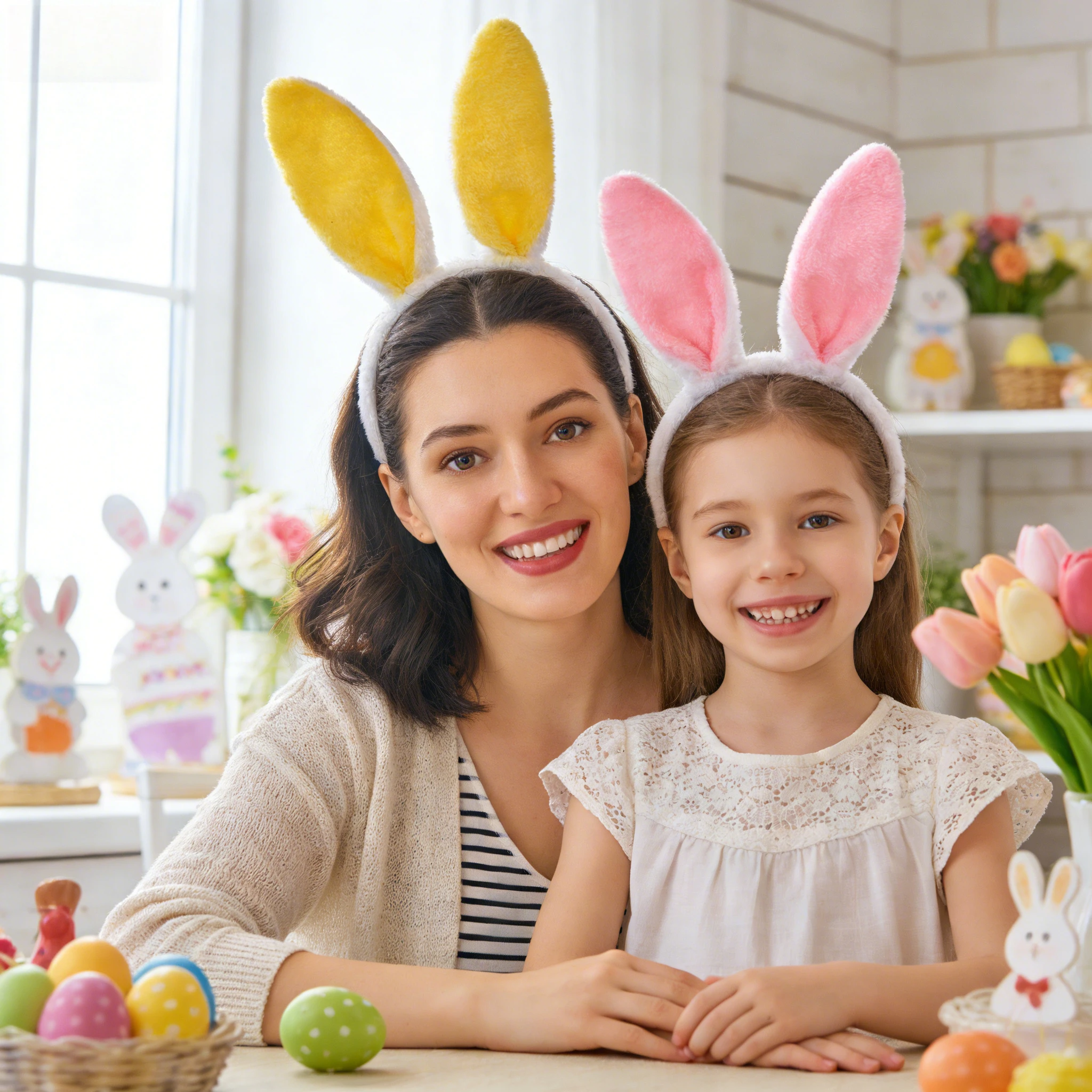 Easter Bunny Ears Headband Fluffy Plush Hair Band Costume Party Favor Accessory for Women Girls Holiday Celebration