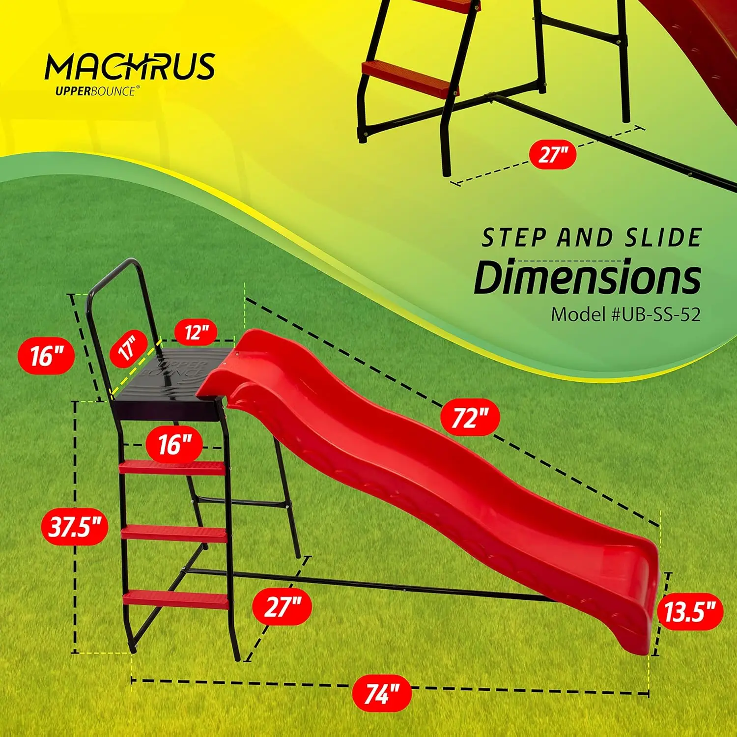 Upper Bounce trampolim Step N Slide para crianças, Outdoor Step Ladder e Wave Slide Set Fits Round padrão