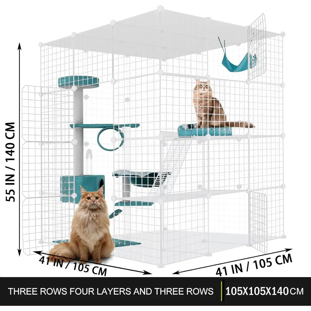 Cage Enclosure Indoor DIY Cat Playpen Pet Home Small Animal House Detachable Metal Wire Kennels Crate Large Exercise Place