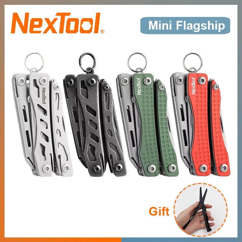 

NexTool Mini Flagship EDC Keychain Multitool 10 in 1 Multi Tool Pliers with Big Folding Scissors Gift