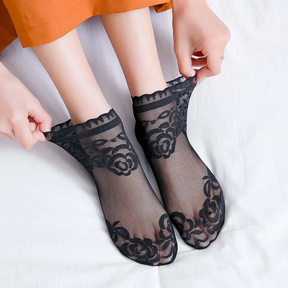 

Тонкие дышащие носки-лодочки с рюшами для девочек, женские чулочно-носочные изделия, женские носки, кружевные носки