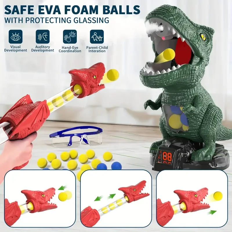 Pistolet jouet de tir dinosaure, catapulte EVA pour enfants, pistolet à balle souple, aérodynamique en plastique, jouet créatif