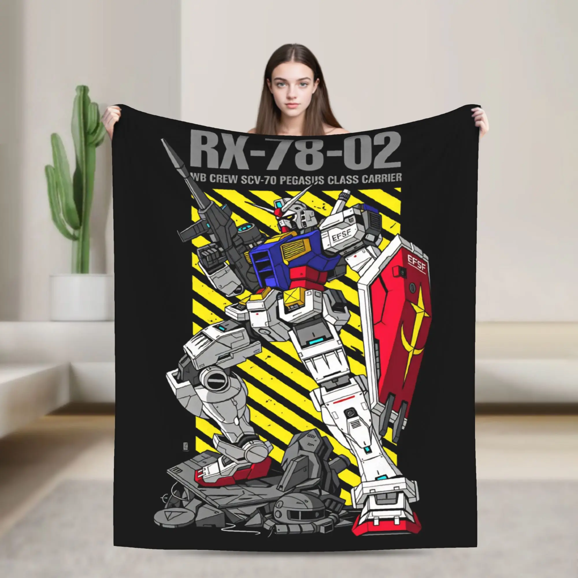 Mobile Suit Gundam Flannel Blankets  Soft Throw Blanket for Outdoor Travel Novelty Bedspread Sofa Bed Cover