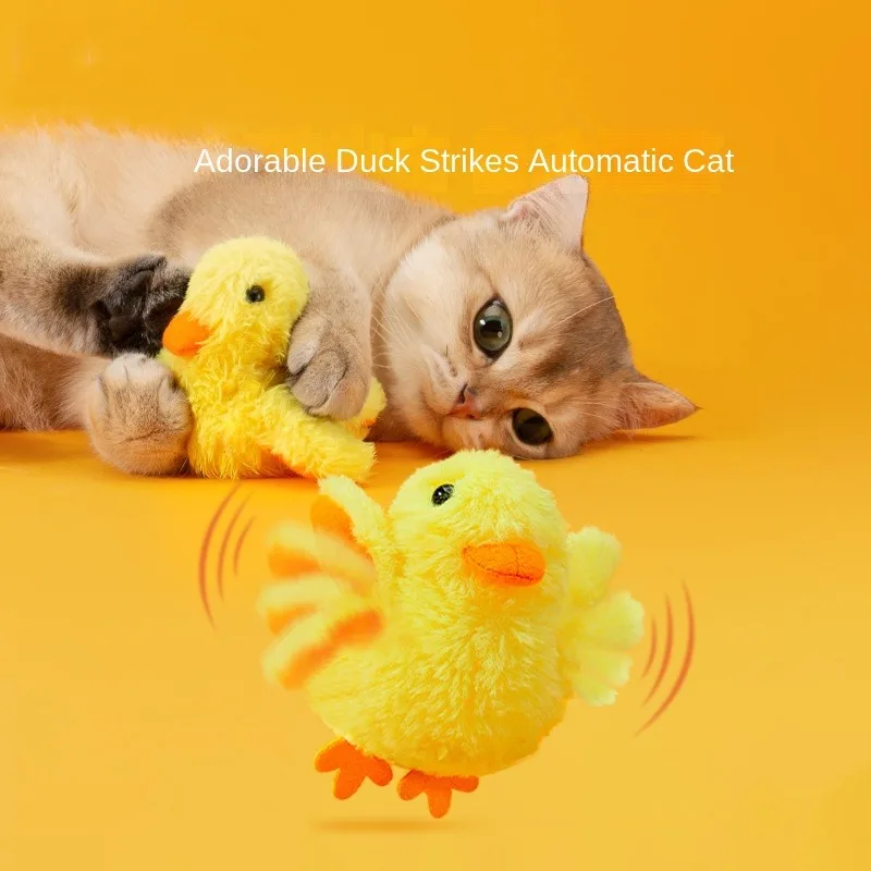 Flapping Duck Cat Toys Interactive Electric Bird Toys Washable Cat Plush Toys with Vibration Sensor Cats Game Toys Kitten