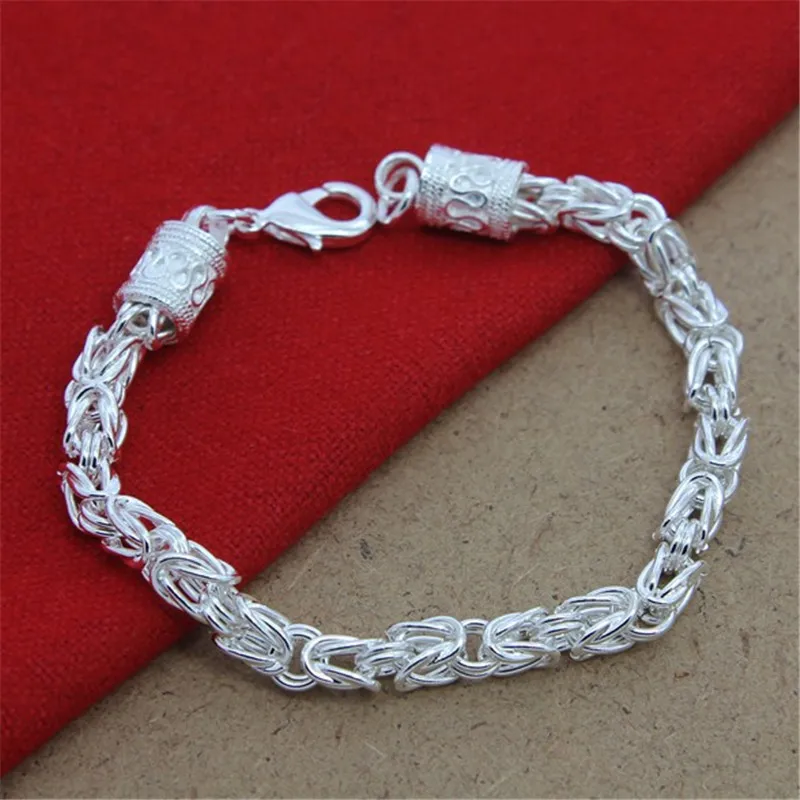 

925 Sterling Silver 5mm Faucet Lobster Clasp Bracelet For Woman Man Fashion Wedding Engagement Retro Jewelry Gifts