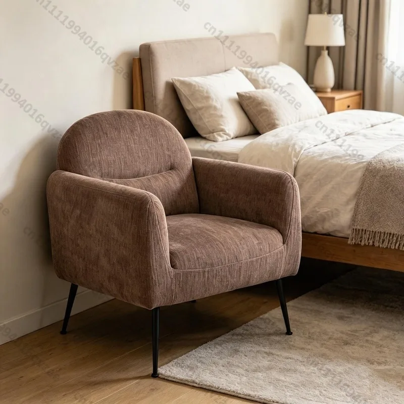 Modern Cone Legs Brown Fabric Non-Slip Armchair Luxury Sofa Armchair Living Room Armchair Leisure Chair