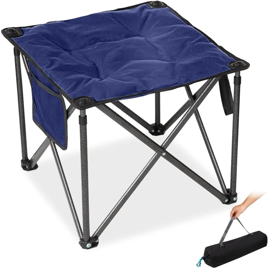 Folding Camping Stool with 18.1 Inch Oversized Foot Rest 440 Lbs Heavy Duty Portable Padded Seat Featuring AntiSlip Feet and Ca