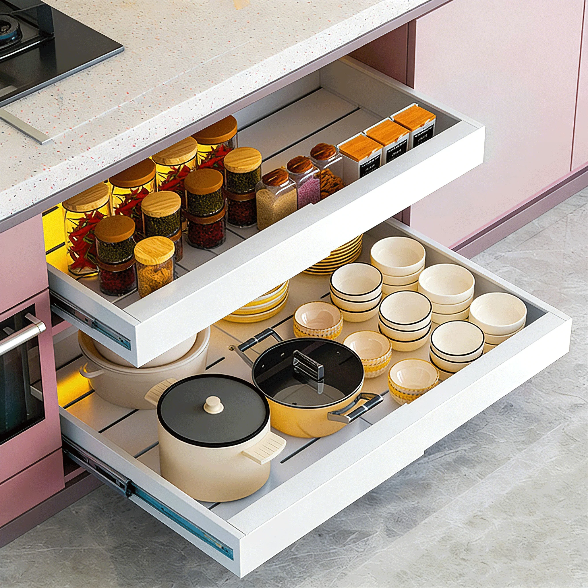 

Retractable Pull Out Cabinet Organizer Expandable Kitchen Storage Rack Drawer Seasoning Shelf for Cupboard Pantry Organization