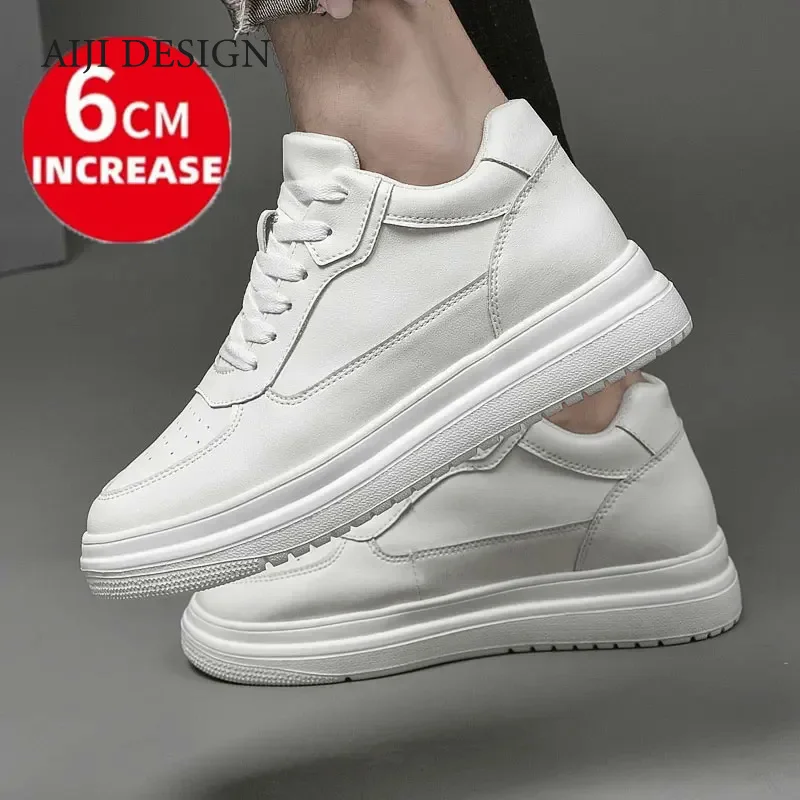 Genuine Leather Heightening Elevator Shoes Height Increase Shoes Men Height  Insole 6CM Men Sneakers Sport  zapatos para hombre