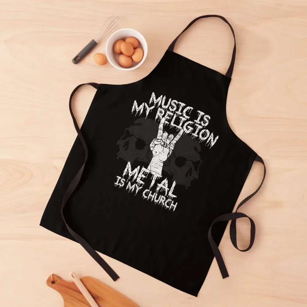 Heavy Metal Quote Metal Is My Church Apron kitchen woman Children'S Kitchen Accessories 2022 Apron