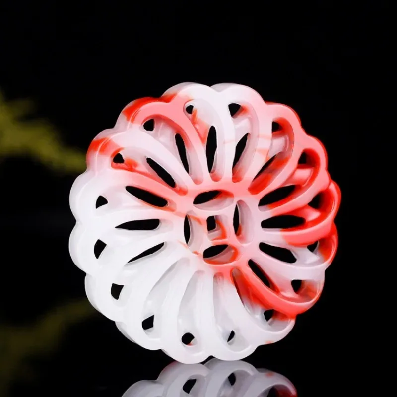 Natural Red and White Handmade Double-sided Carved Safety Buckle Pendant with Cloud Pattern Pendant for Men and Women' Necklaces