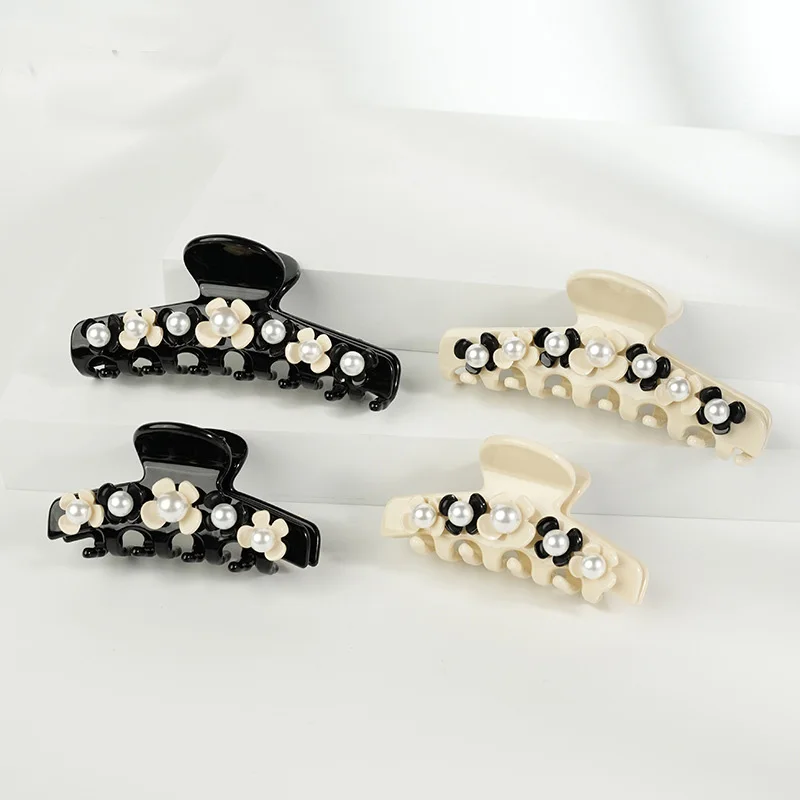 

Elegant Pearl Handmade Hair Jewelry Ornament Accessory for Women Girls Fine Flower Hair Claw Clip, Tiara for Wedding Party Dance