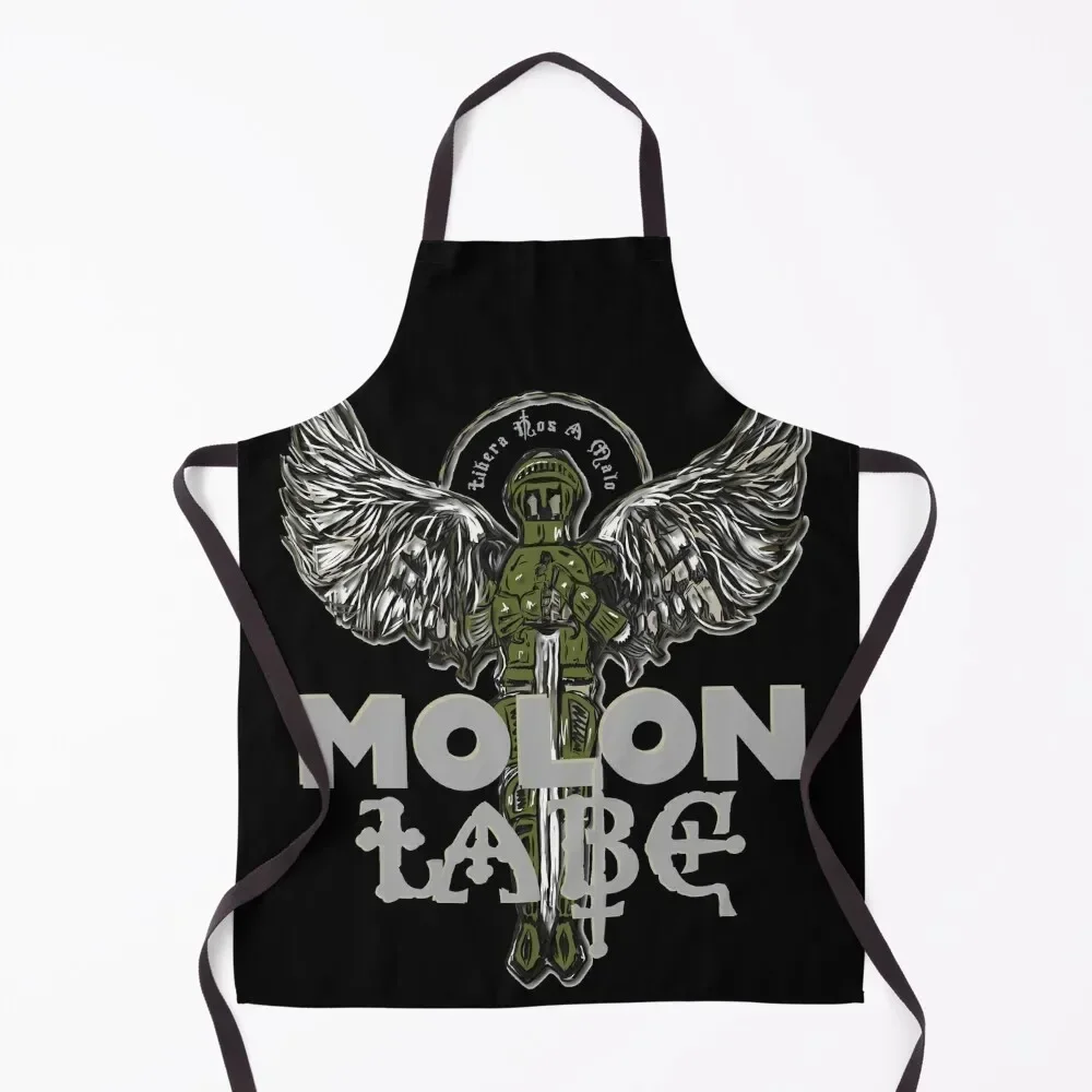 Molon Labe- Libera Nos A Malo - Light Grey Font for Dark coloured items! Apron waiter Women's Kitchen Apron