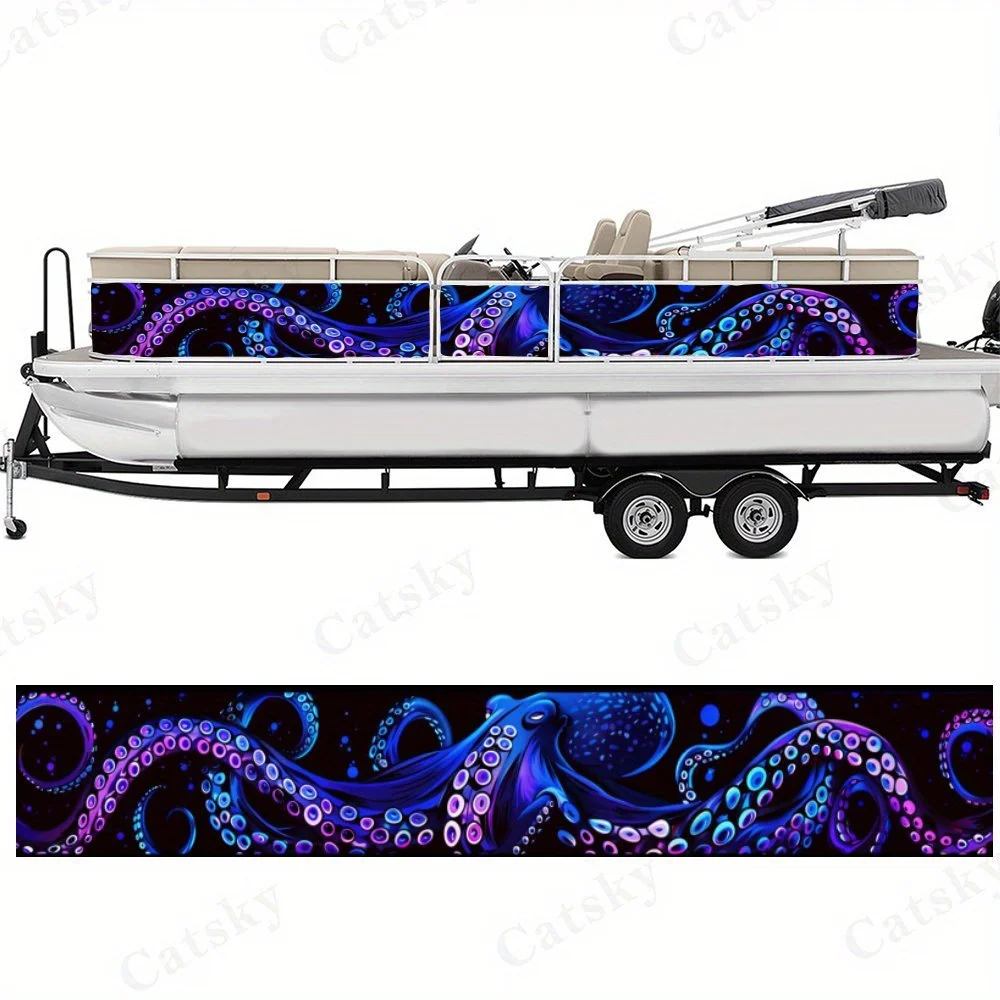 Adesivi per barche con polpo gigante dell'altura, decalcomanie in vinile durevoli impermeabili in PVC per barche da pesca, grafica durevole ed elegante