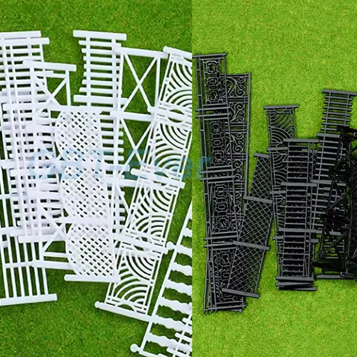 10Pcs Fences Black/White Guardrail Architectural Model Sand Table Landscape Railing Creative Decorative Items Plastic/Wood Fence