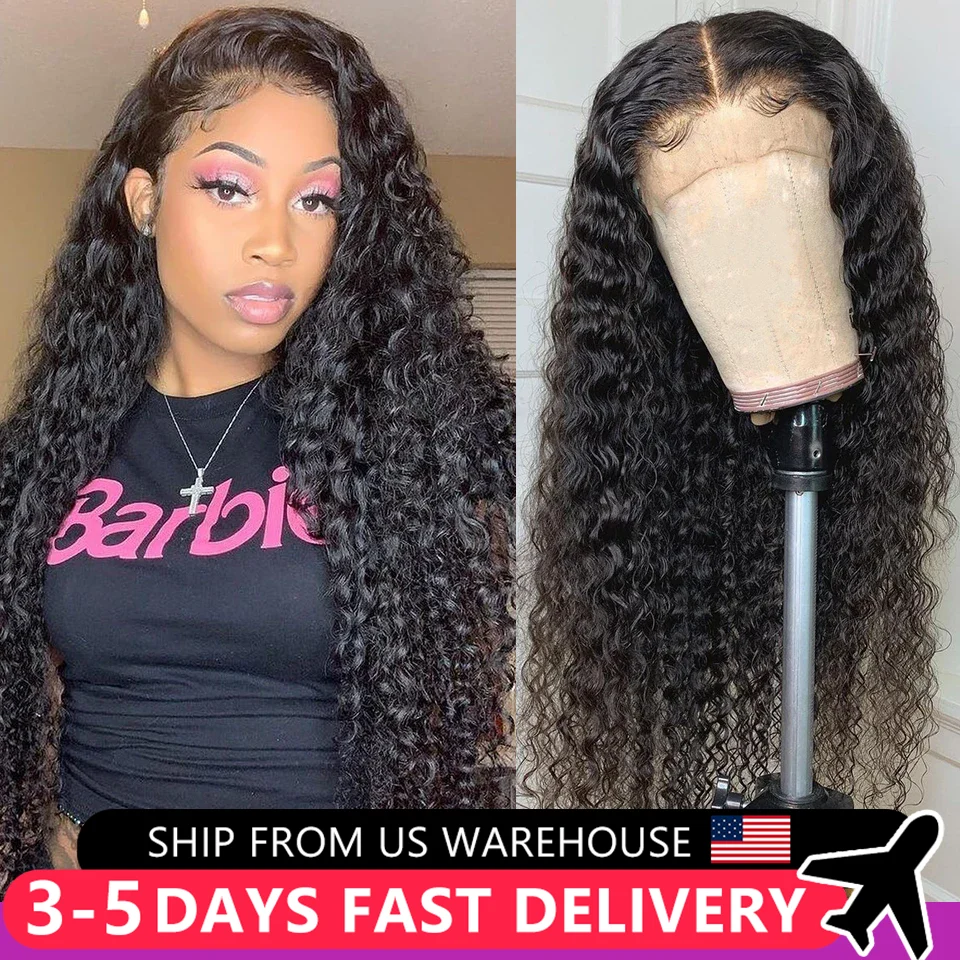 30 32 inch Curly 200 Density Deep Wave 13x6 Transparent Lace Front Human Hair Wigs 13x4 Lace Frontal Wig 4x4 Closure MYLOCKME