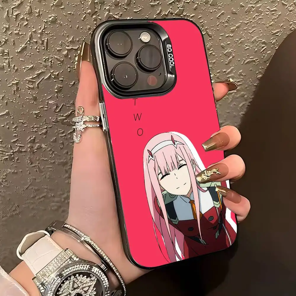 حافظة هاتف D-DARLING in the FRANXX 02 لهاتف iPhone 17,16,15,14,13,12,11 Plus، Pro Max، XS، حافظة هاتف فضية ملونة