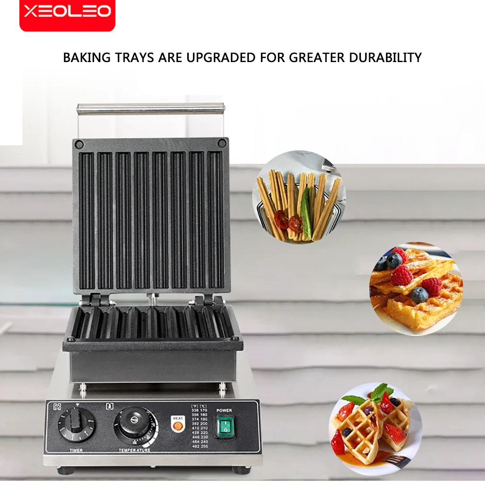 XEOLEO 1750W Commercial Churro Making Machine Electric Fritters Machine Churros Waffle Cone Machines Non-Stick Churros Baking