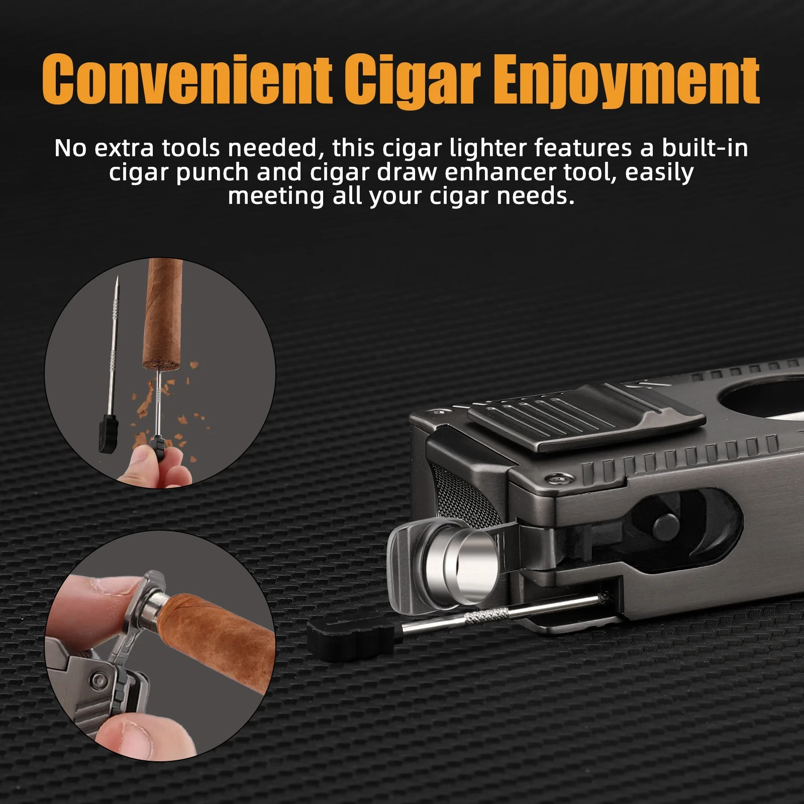 Luxury Metal Turbo Lighter Portable Cigar Tool With Drilling Dual Fire Direct Punching V-Shaped Butane Gas Lighter Men\'s Gifts