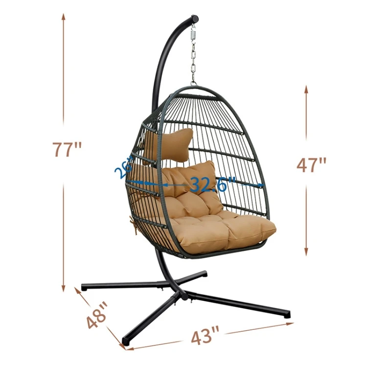 Fast Shipment Outdoor Indoor Folding Rattan Basket Hammock Egg Hanging Chair