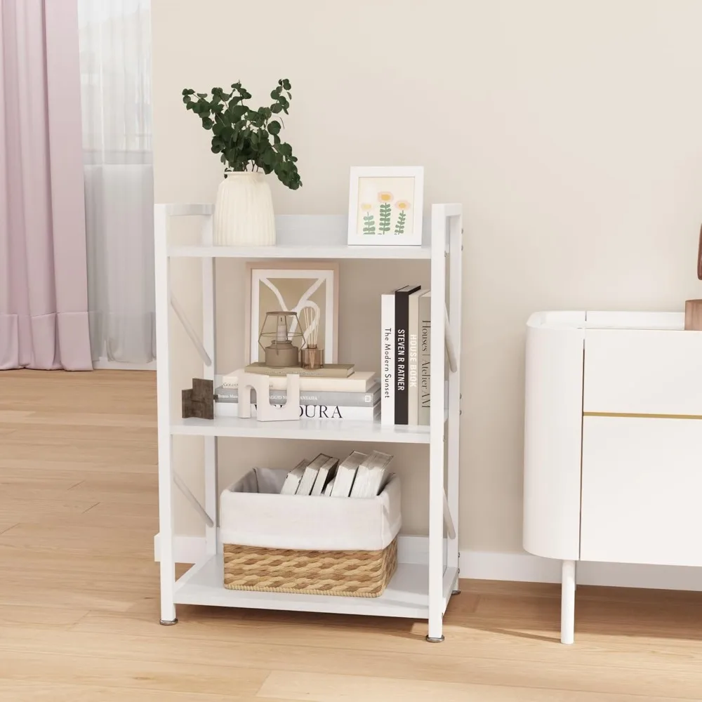 

Small Bookshelf for Small Spaces,Modern 3 Tier Bookcase Night Stand, Narrow Book Shelf Organizer, Small Shelf Open Display Rack