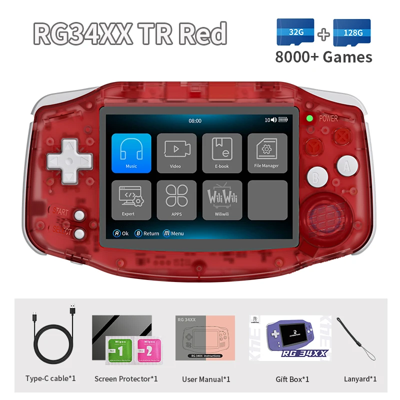 ANBERNIC RG34XX レトロビデオハンドヘルドゲームコンソール 3.4