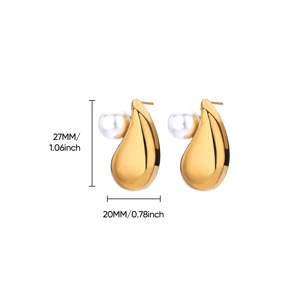الفاخرة تقليد اللؤلؤ إسقاط أقراط للنساء الذهب اللون قطرة الفولاذ المقاوم للصدأ القرط موضة هدايا مجوهرات الزفاف