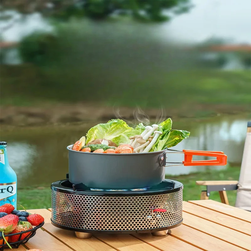 Portable Picnic Cookware Set Stainless Steel High-Power Stove Windproof Gas Barbecue Six-Star Card Type