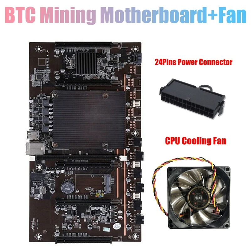 

BTCX79 H61 Miner Motherboard With 24Pins Power Connector+Fan LGA 2011 DDR3 Support 3060 3070 3080 GPU For BTC Mining