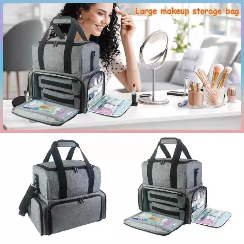 

Portable Nail Polish Storage Bag Large Cosmetic Handbag Organizer Handle for Travel Home Storage Bags with Zipper for Clothes