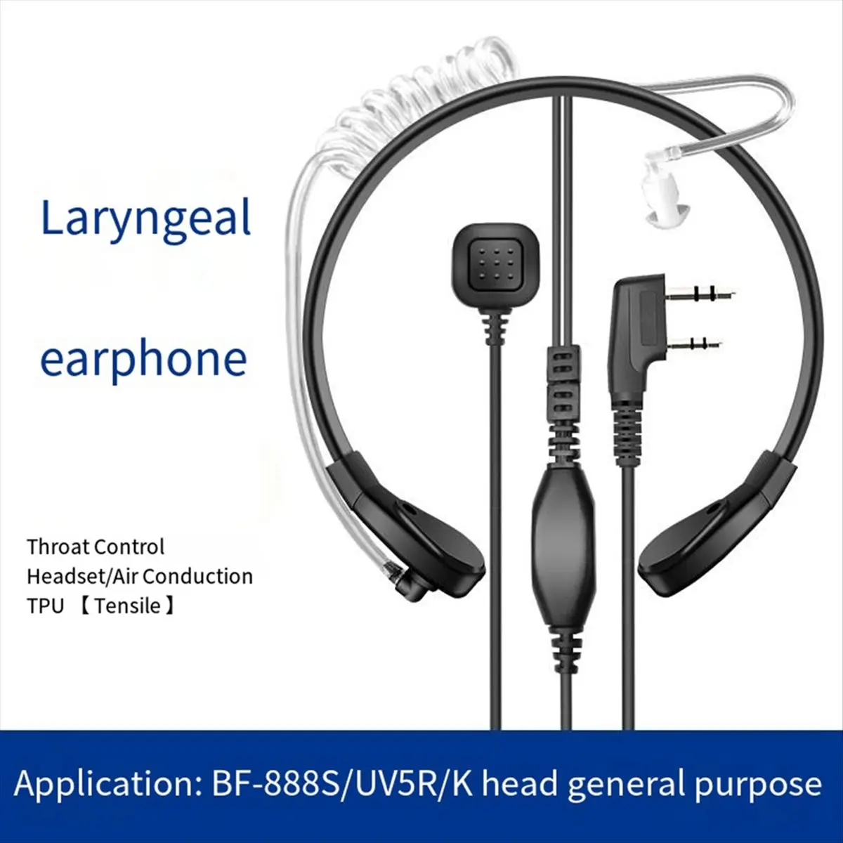 Headset Mikrofon Tenggorokan SWXF Intercom dengan Getaran Tenggorokan untuk -UV5R 888S 82 Headset Saluran Udara yang Dikendalikan dengan Tenggorokan