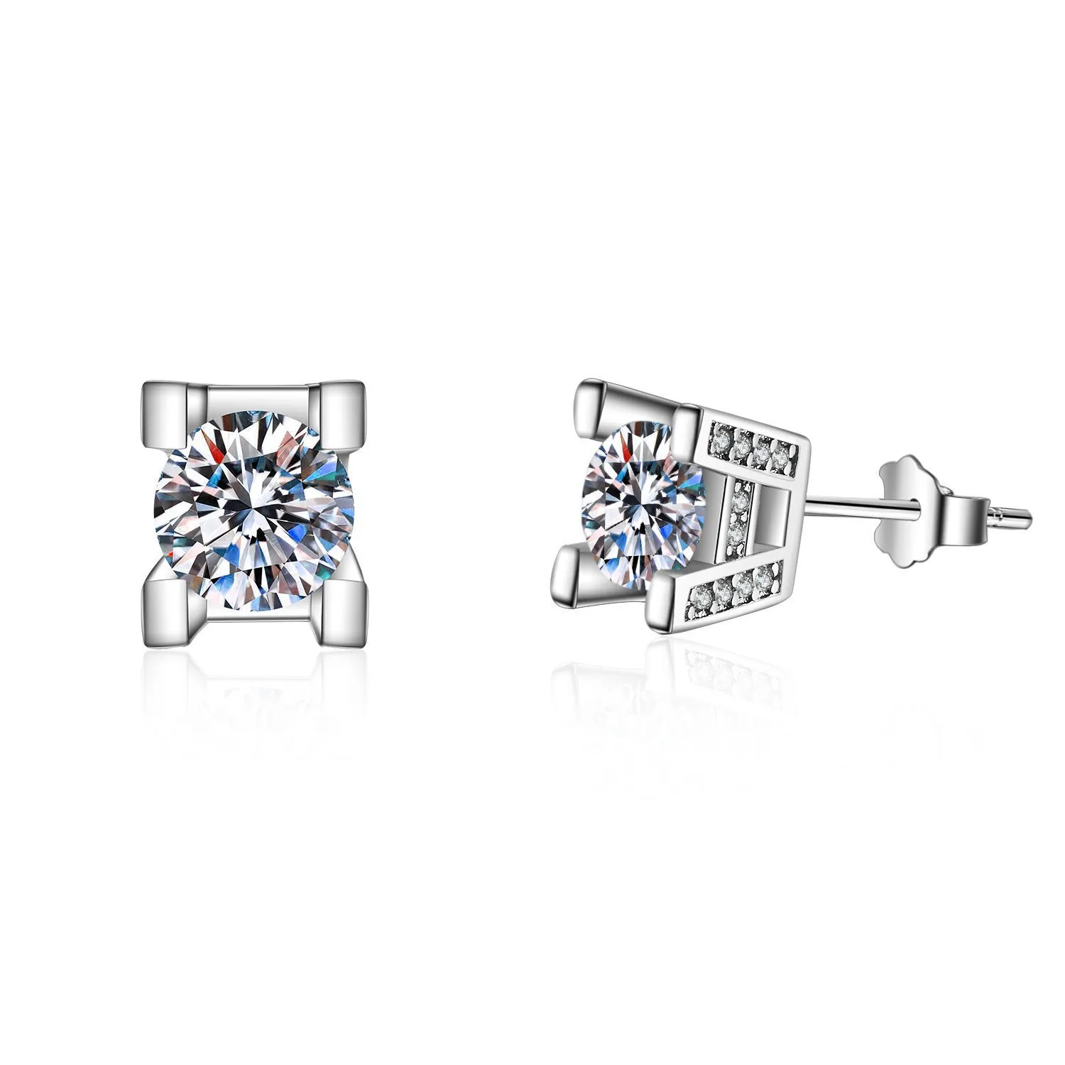 

925 Sterling Silver Stylish Simple Diamond Zircon Earrings Birthday Party Anniversary Gift