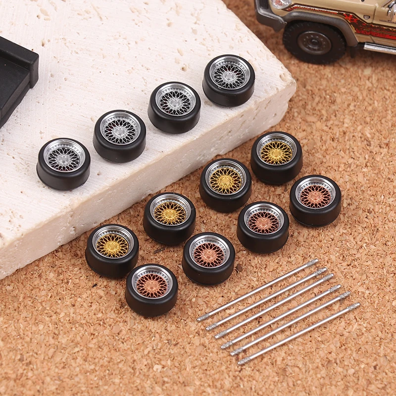 X-Scale 1/64 Model Car Modified Wheel Hub Dynamic Bearings 9.8mm Resin Wheels with Rotary Disc Brake Calipers for 1:64 Cars
