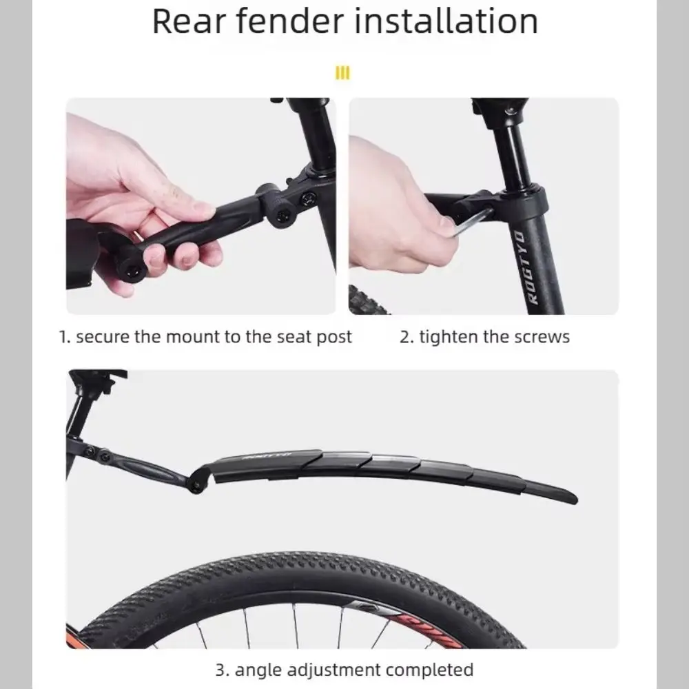 Waterproof Material Bicycle Mudguard Retractable Design Universal Fit Retractable Mudguard Folding Mechanism Folding Mud