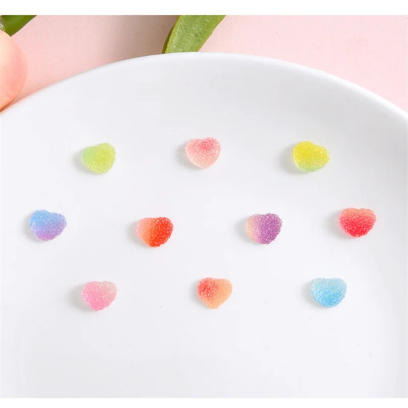 50pcs niedliche Simulation Liebe Herz weiche Süßigkeiten Flatback Harz Cabochon Sammelalbum Zubehör DIY Nail Art Telefon Dekoration Material