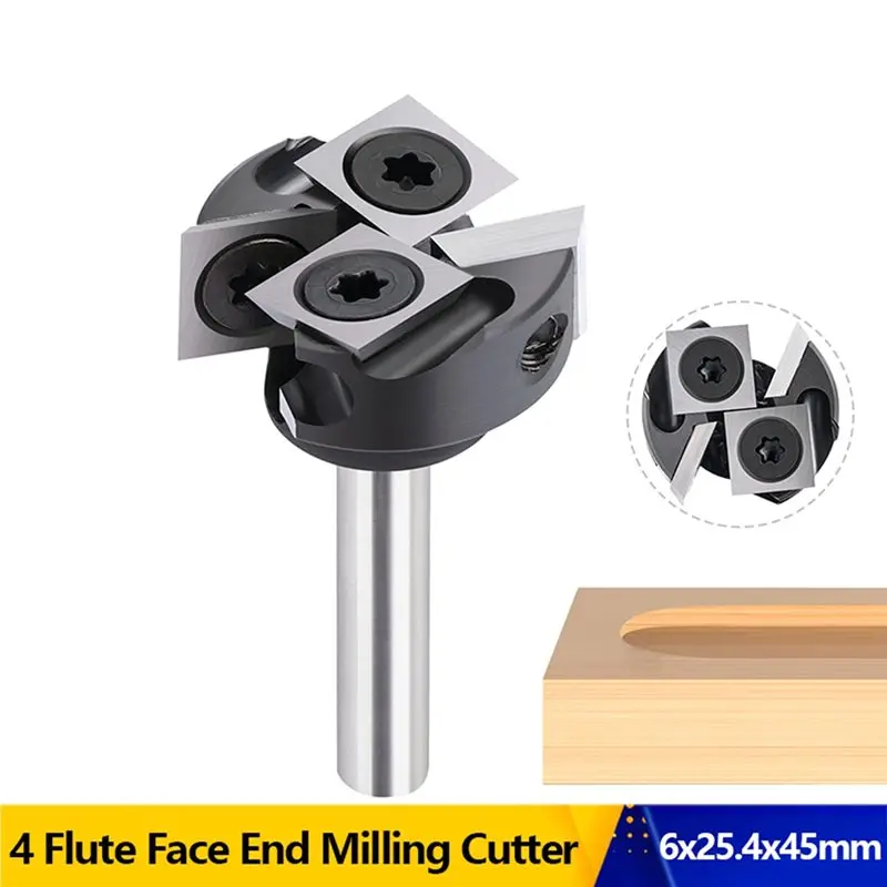 ABZS Punta per fresa CNC Fresa per estremità frontale a 4 flauto per legno Punte per piallatura Spoilboard con gambo da 6 mm