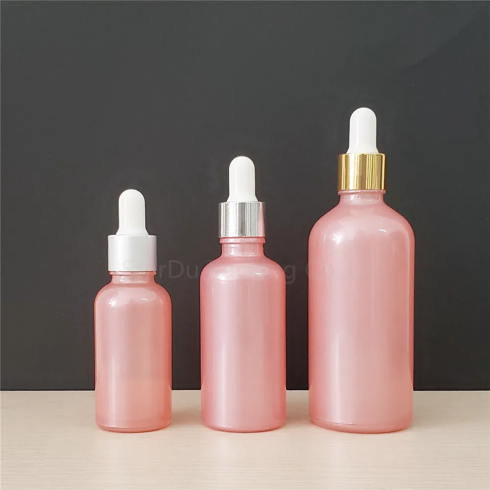 100pcs/lot 30ml 50ml 100ml Glass Dropper bottle, 30cc Pink Essential Oil Empty Bottles