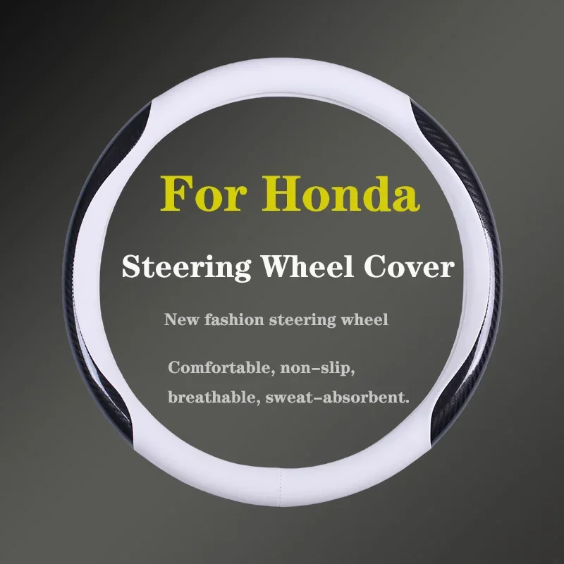 For Honda Steering Wheel Cover Leather Carbon Fiber Car Sreering Cover Fit Civic Accord Jazz Stream CRV HRV URV Vezel