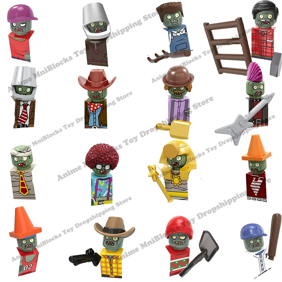 Plants Zombies PVZ PG8197 PG8205 Anime Games Bricks Mini Action Toy Figura Assemble Building Blocks Kids Toys Gifts