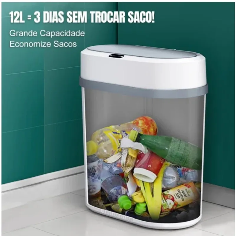 Smart Motion Sensor Waste Bin Touchless Auto Flip Lid Design Slim Space-saving Storage Bin Ideal for Living Room Bathroom