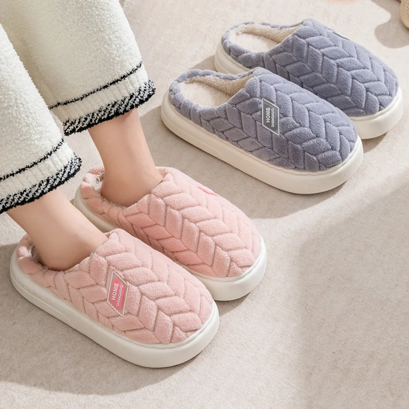 لينة سميكة القاع رقيق الفراء شبشب منزل النساء 2025 شتاء دافئ طويل أفخم عدم الانزلاق النعال المنزل زوجين القطن الشرائح 45 #5