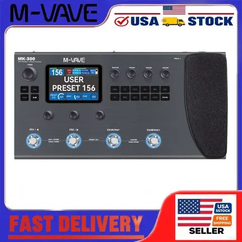 M-VAVE MK-300 Gitar Çoklu Efekt İşlemcisi, 3,5 İnç Ekran, 150s Looper, Elektrik Gitar ve Bas için 128 Amp Pil