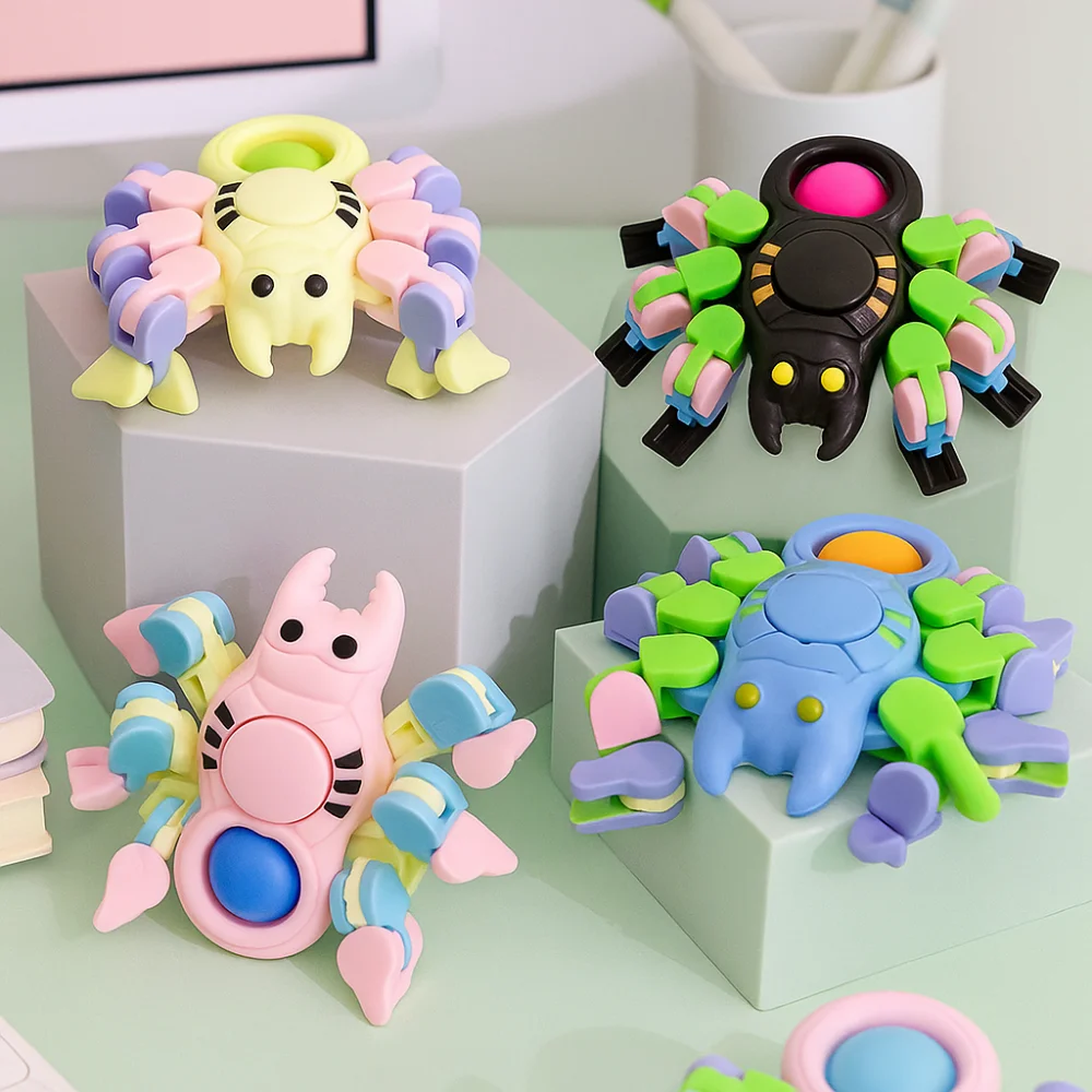 10 unids/set cadena Transformable cadena mecánica Fidgets juguete animales de dibujos animados arañas mecánicas transformar Wacky Track Spinner