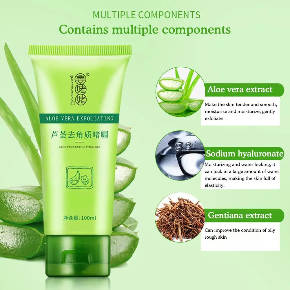 Gesicht Peeling Gel Aloe Vera Gesicht Peeling Peeling reinigt Bleaching Akne Mitesser Behandlung Schrumpfen Poren Hautpflege 100g