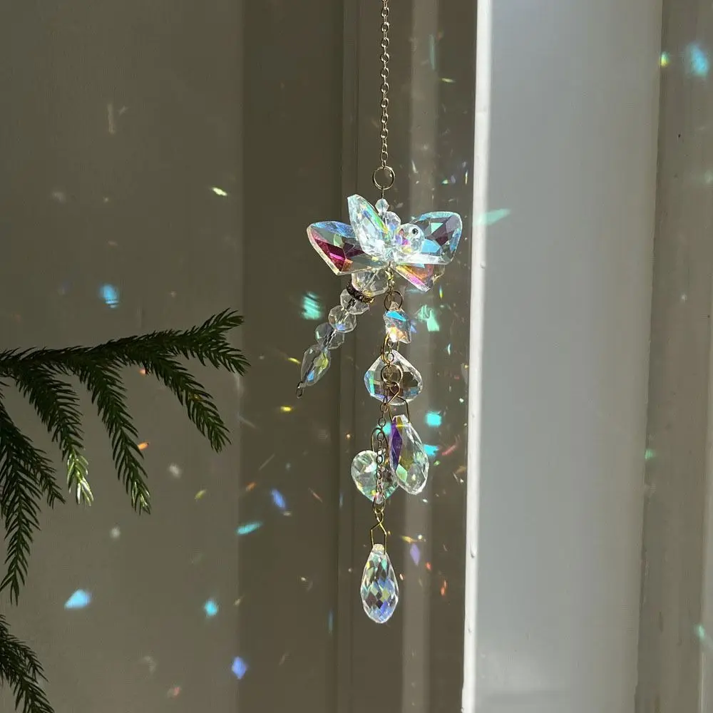 Butterfly Dragonfly Crystal Glass Sun Catcher Accessories DIY Wind Chime Pendant Sunlight Refraction Window Hanging Ornament