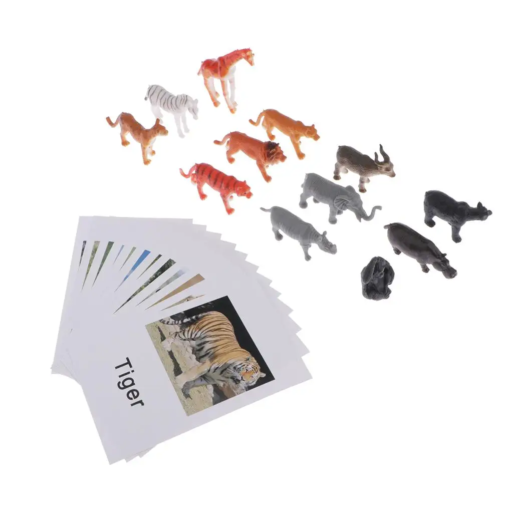 Carte da gioco abbinate Montessori e figurine di animali giocattolo per bambini materiale per la vita pratica in età prescolare