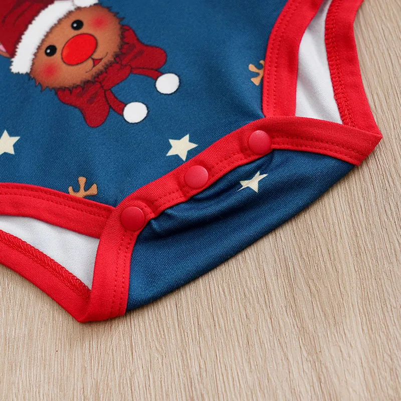 Christmas Reindeer Print Newborn Clothes Soft 0-18 Boys And Girls Spring And Autumn Long Sleeved Baby Triangle Jumpsuit