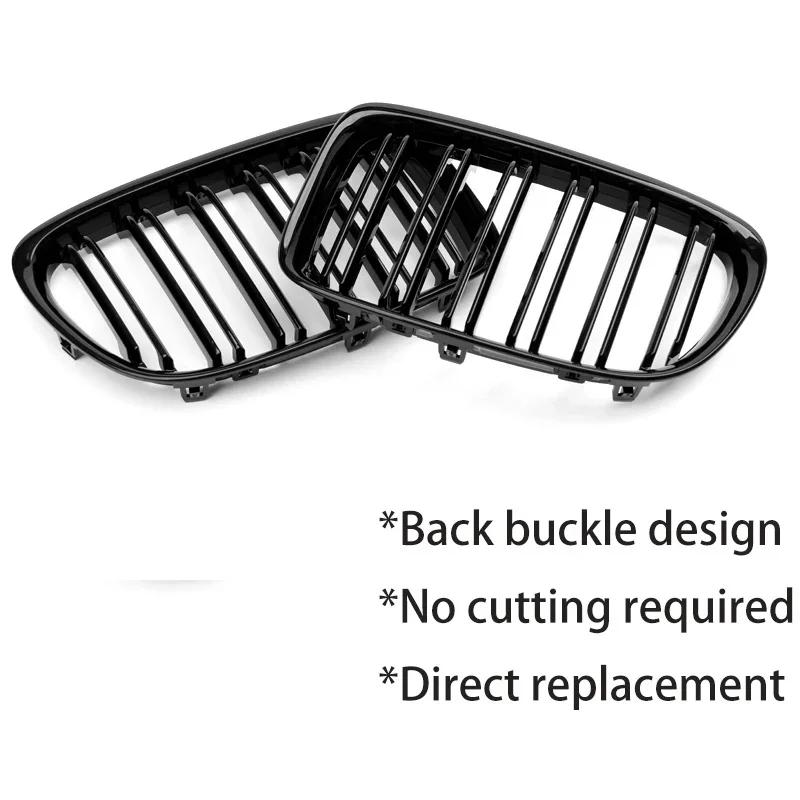 Front Bumper Kidney Grille for For BMW X1 E84 2011 - 2015 Dual & Single Line Racing Grills ABS Replacement Auto Styling 2PC